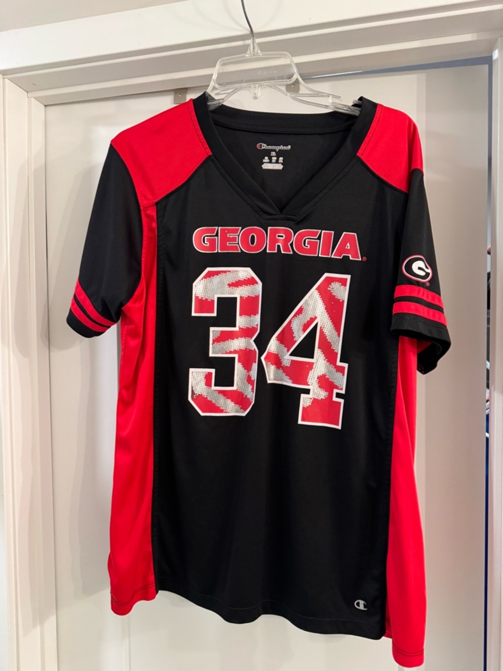 Georgia Bulldogs #34 Black & Red Football Jersey - Champion
